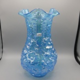 Fenton electric blue Poppy Show vase-13