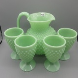 Mosser (Fenton mold) jade Hobnail 5 pc. water set