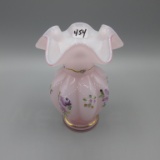 Fenton pink cased HP Melon vase-5.5