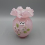 Fenton pink cased HP vase-6