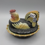 Fenton Folk Art covered rooster