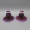 Fenton Plum Opal Hobnail Candleholders