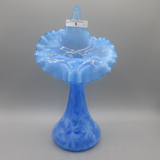 Fenton 11" Blue Opal Daisy and Fern JIP Vase