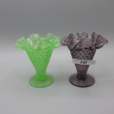 2 Fenton Hobnail Trump Vases as shown