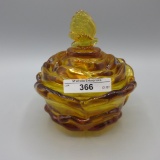 Fenton Butterfly on Rose Covered Candy Dish