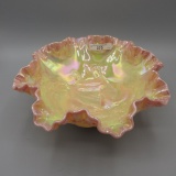 Fenton Shiny Burmese Farmyard Ruffled Bowl