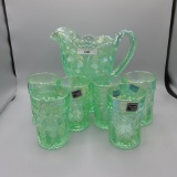 Fenton Green Irid Wild Flowers 7 pc Water Set