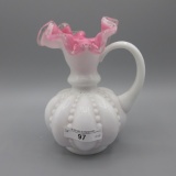 Fenton Rose Cased Beaded Melon Ewer