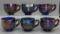 (6) Elec Blue Stippled Green Grape and Cable Punch Cups