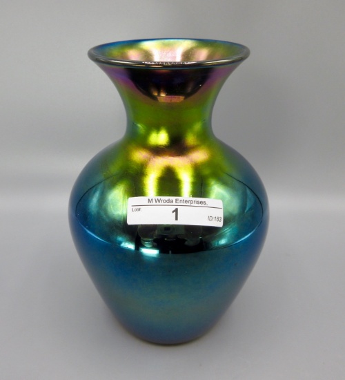 Imperial Lead Lustre 6.5" cobalt "necked in top" vase