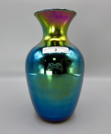 Imperial Lead Lustre 8.5" cobalt "necked in top" vase