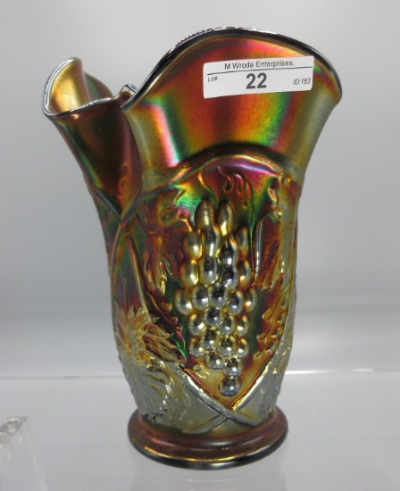 US Glass Palm Beach 9" purple free form "napkin" vase.