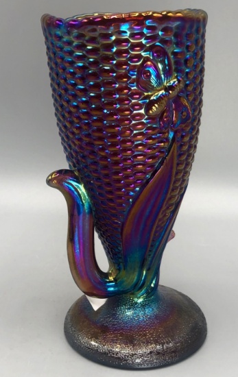 Millersburg radium purple Butterfly & Corn vase. Only one known. This is an