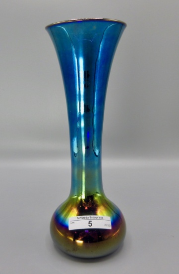 Imperial Lead Lustre 9" cobalt Aoooga horn shaped vase