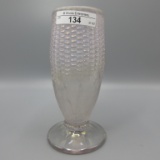 Northwood Deep Frosty White Corn Vase with Extraordinary Brilliant Blue Iri