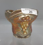 US Glass Palm Beach marigold w/ goofus Hyancith vase 4.5