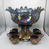 Northwood Blue Grape and Cable 8-piece Master Punch Set. The Bowl has beaut