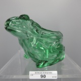 Flint Glass Co. Frog Candy Continer - Green, leans a bit towards Teal