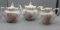 RS Prussia satin floral 3 pc teaset w roses decor