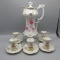 RS Prussia satin finish Point & Clover mold chocolate set w/5 cup/saucers