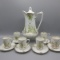 RS Prussia chocolate set w/6 cups/saucers and Apple Blossom decor. One cup