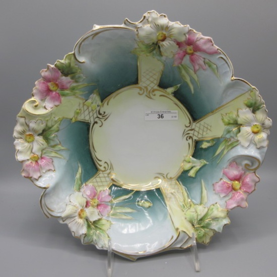 UM RS Prussia 11" floral bowl w/ blown out border Good lookin larger bowl