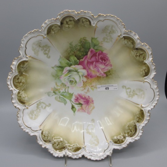 RS Prussia 11" floral bowl w/ long stem roses decor