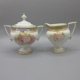 RS Prussia pedestal floral cream & sugar set