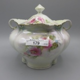 RS Prussia floral biscuit jar w/ small carnations