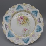 UM RS Prussia cut glass mold floral cake plate