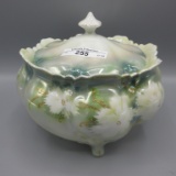 RS Prussia footed biscuit jar w/Astors decor