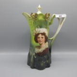 UM RS Prussia Lily mold chocolate pot w/Lebrun portrait.  Has wear to the b