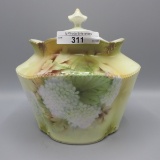 RS Prussia floral biscuit jar w/Snowballs