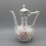 RS Prussia satin floral demitasse pot w/ dainty roses