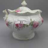 RS Prussia floral biscuit jar w/ roses