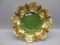 UM RS Prussia  bowl. Green w/ gold medallions of Lebrun ladies, 50th Annive