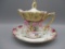 RS Prussia floral syrup pitcher w/ underplate