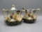 RS Prussia black trim cream & sugar w. Melon Eater decor. Scarce set