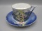 UM RS Prussia open base mold cobalt mustache cup and saucer w/ strappy flow