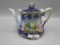 RS Prussia Cobalt teapot w/ waterlily decor and gold lilypads.