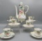RS Prussia plume mold demitasse set w/ 6 c/s. Nice floral decoration.