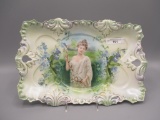 RS Prussia fluer de lys mold Spring Season dresser tray. Scarce