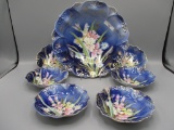 UM RS Prussia 7pc cobalt berry set w/ strappy flowers decor. Super set.