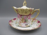RS Prussia floral syrup pitcher w/ underplate