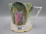 UM RS Prussia lily mold shaving mug w/ Lady water flowers decor.