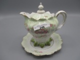 UM RS Prussia petal footed floral syrup pitcher,