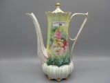 RS Prussia ball ft'd floral demitasse pot w/ roses