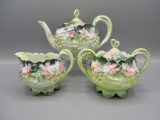 RS Prussia sunflower mold 3 pc teaset possible lid restoration on teapot