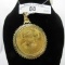 1899 $20 gold piece surrounded by diamonds & gold bezel w/ diamonds on loop