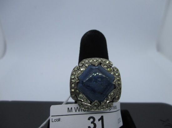 Ring-Sterling marcasite -Sodalite, size 7.75